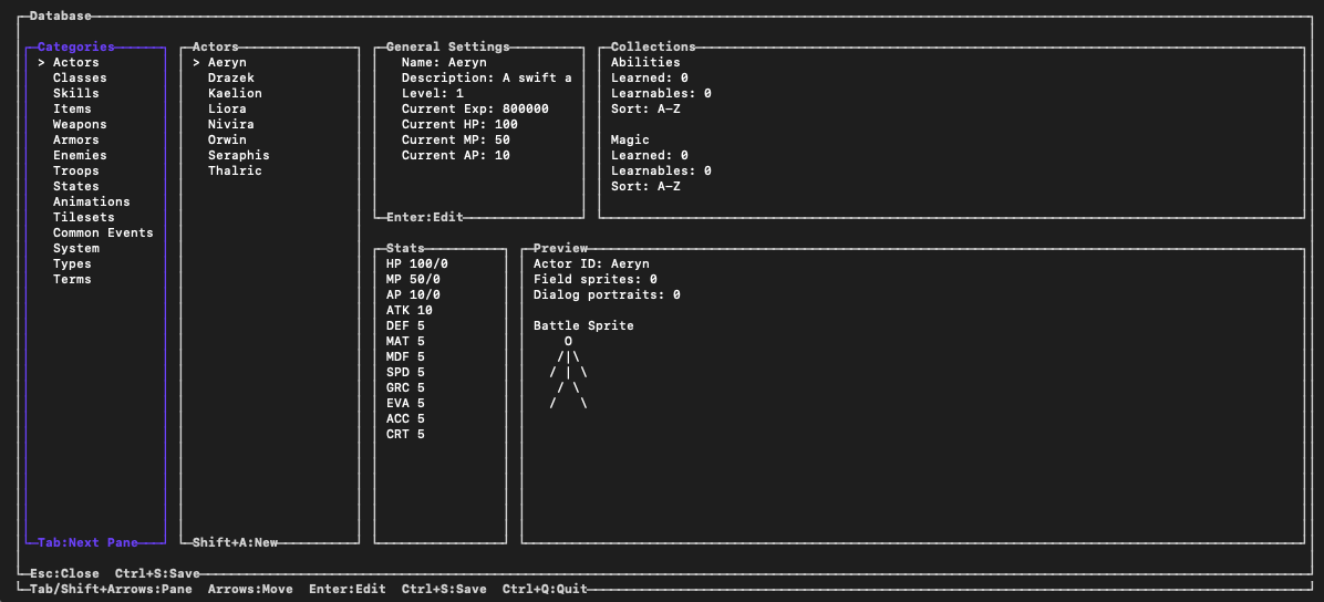 The Ichiloto editor showing project data and database-oriented panels.